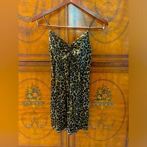 Zara Leopard print / cheetah print satin effect mini dress size xs never worn
